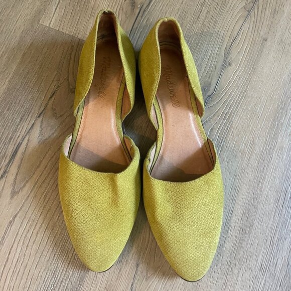 Madewell The Marisa D’Orsay Embossed Yellow Suede Flat Size 8 Fall - Picture 3 of 10
